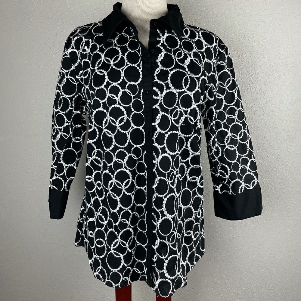 Luciano Dante Button Down 3/4 Sleeve Top Size XL EUC